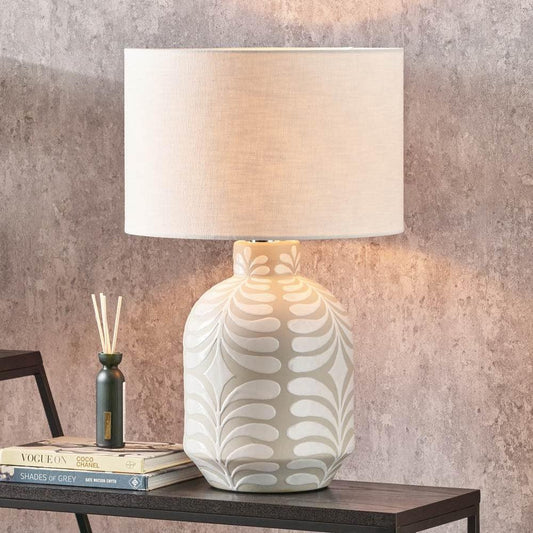 Tania Grey and White Pattern Ceramic Table Lamp Base