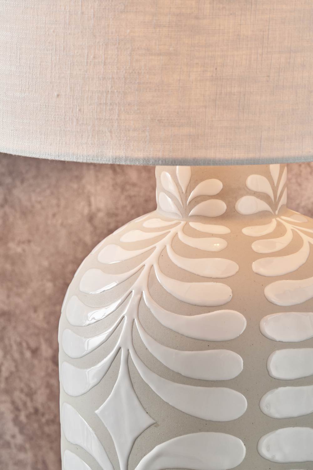 Tania Grey and White Pattern Ceramic Table Lamp Base