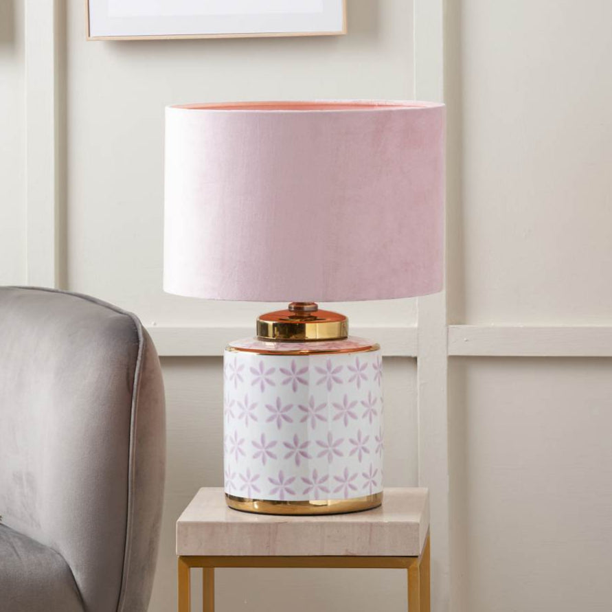 Thea Lillac and Gold Leaf Ceramic Table Lamp Base