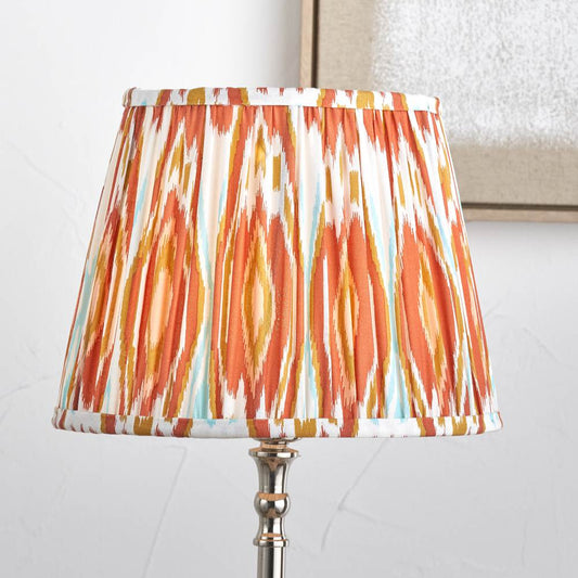 Izara 35cm Cinnamon Ikat Patterned Mushroom Pleat Tapered Lampshade