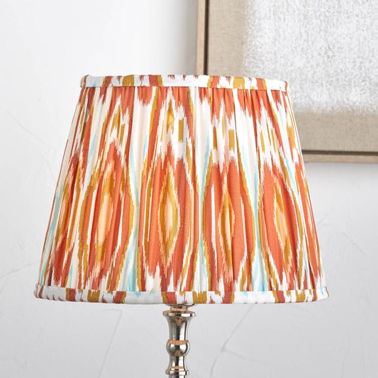 Izara 40cm Cinnamon Ikat Patterned Mushroom Pleat Tapered Lampshade