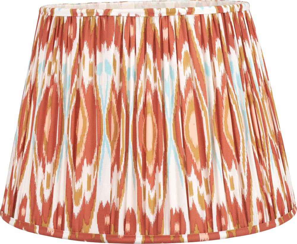 Izara 45cm Cinnamon Ikat Patterned Mushroom Pleat Tapered Lampshade