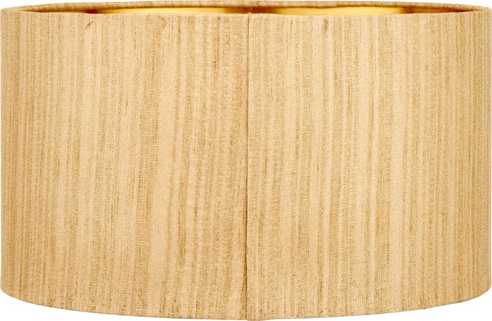 Stellan 30cm Gold Slubbed Faux Silk Gold Lined Cylinder Lampshade