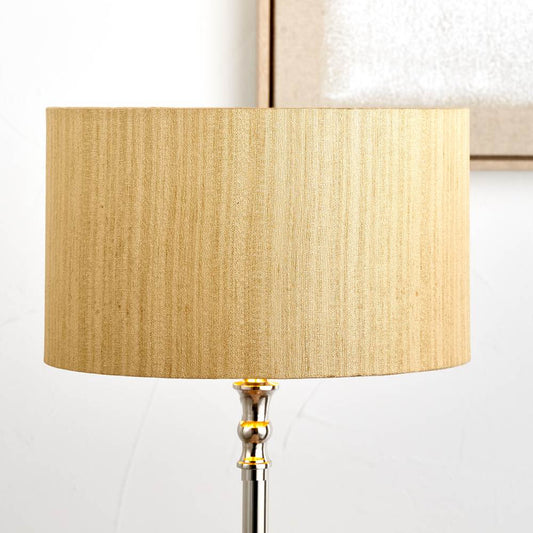 Stellan 30cm Gold Slubbed Faux Silk Gold Lined Cylinder Lampshade