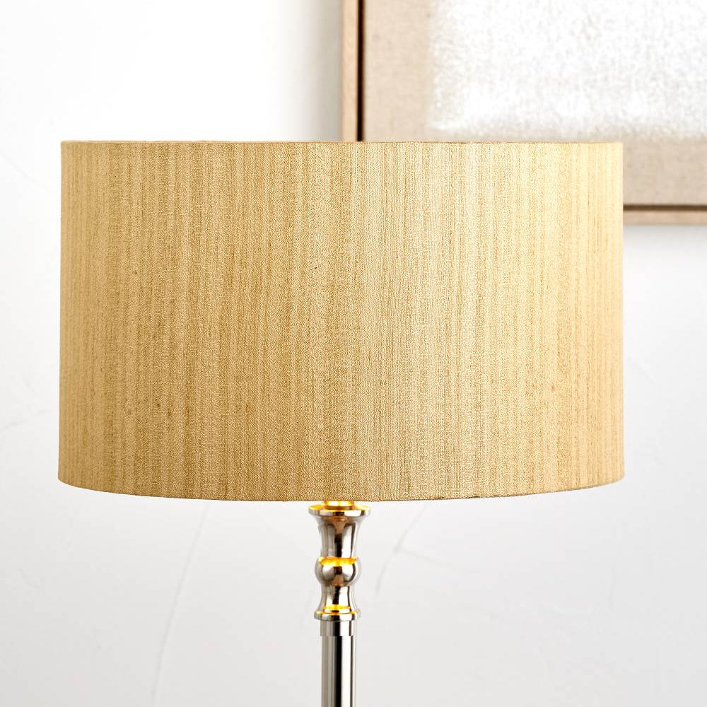 Stellan 35cm Gold Slubbed Faux Silk Gold Lined Cylinder Lampshade