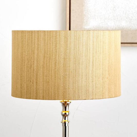 Stellan 40cm Gold Slubbed Faux Silk Gold Lined Cylinder Lampshade