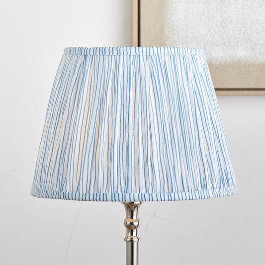 Thiago 30cm Ocean Blue Stripe Mushroom Pleat Tapered Lampshade