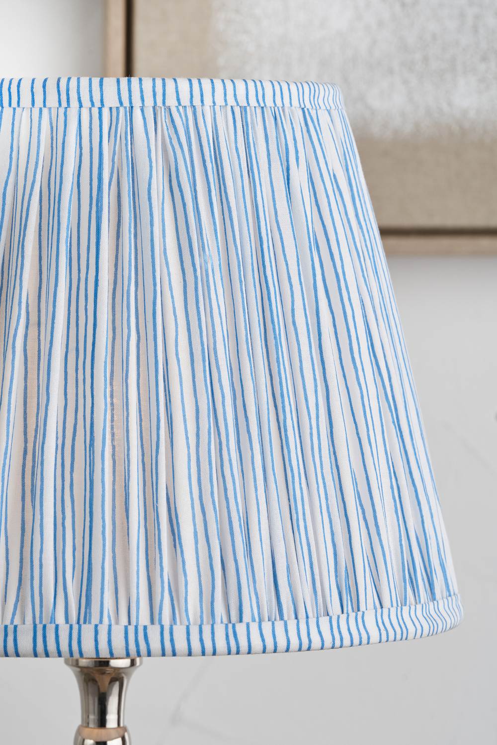 Thiago 30cm Ocean Blue Stripe Mushroom Pleat Tapered Lampshade