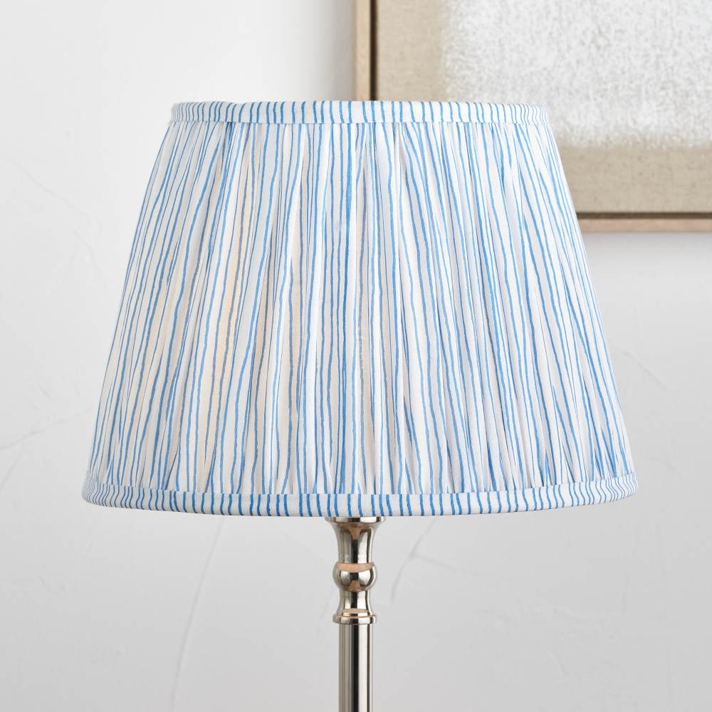 Thiago 35cm Ocean Blue Stripe Mushroom Pleat Tapered Lampshade