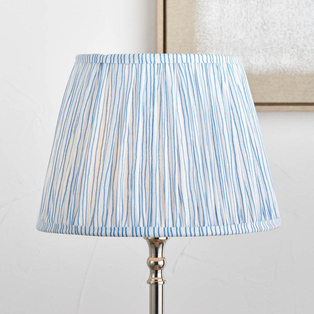 Thiago 40cm Ocean Blue Stripe Mushroom Pleat Tapered Lampshade