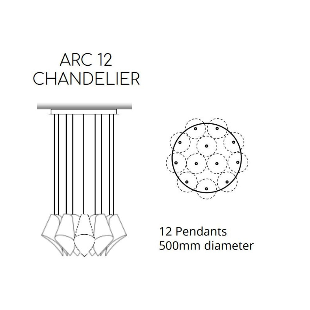 Lighting diagram for Arcform ARC 12 luxury chandeliers