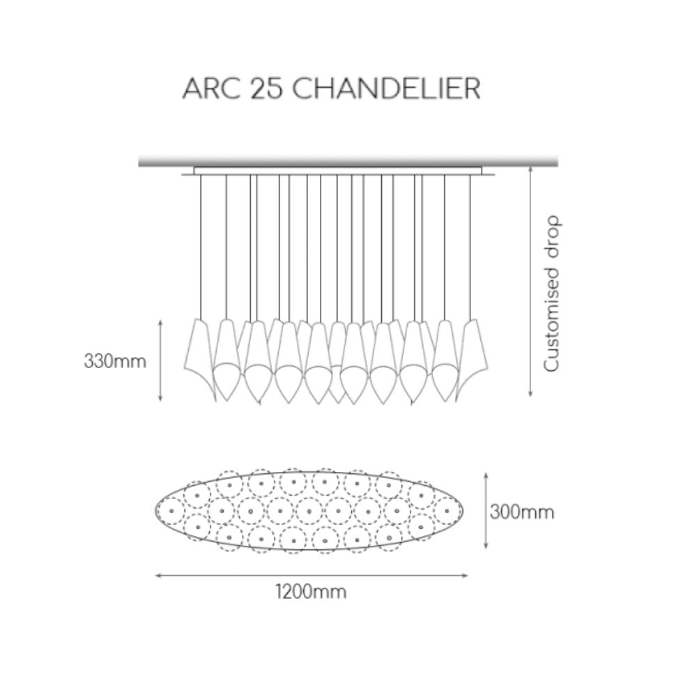 Lighting diagram for Arcform ARC 25 modern luxury chandeliers
