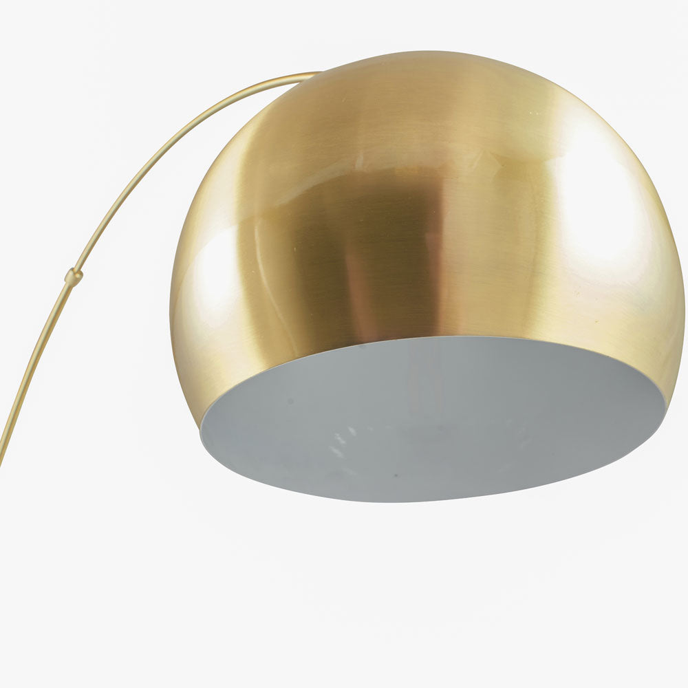 Close-up of the Feliciani Brushed Brass Metal And White Marble Floor Lamp adjustable head