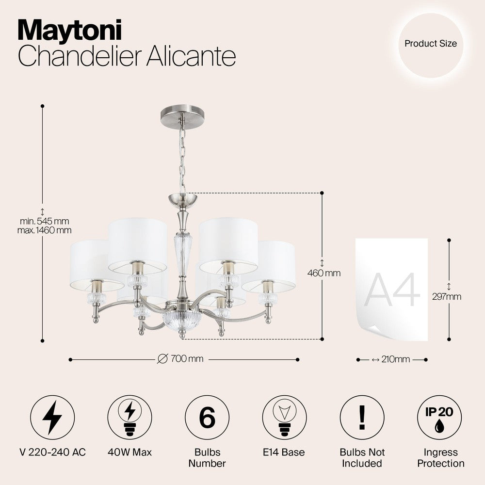 Alicante Chandelier With Nickel Styling-Maytoni-South Charlotte Fine Lighting