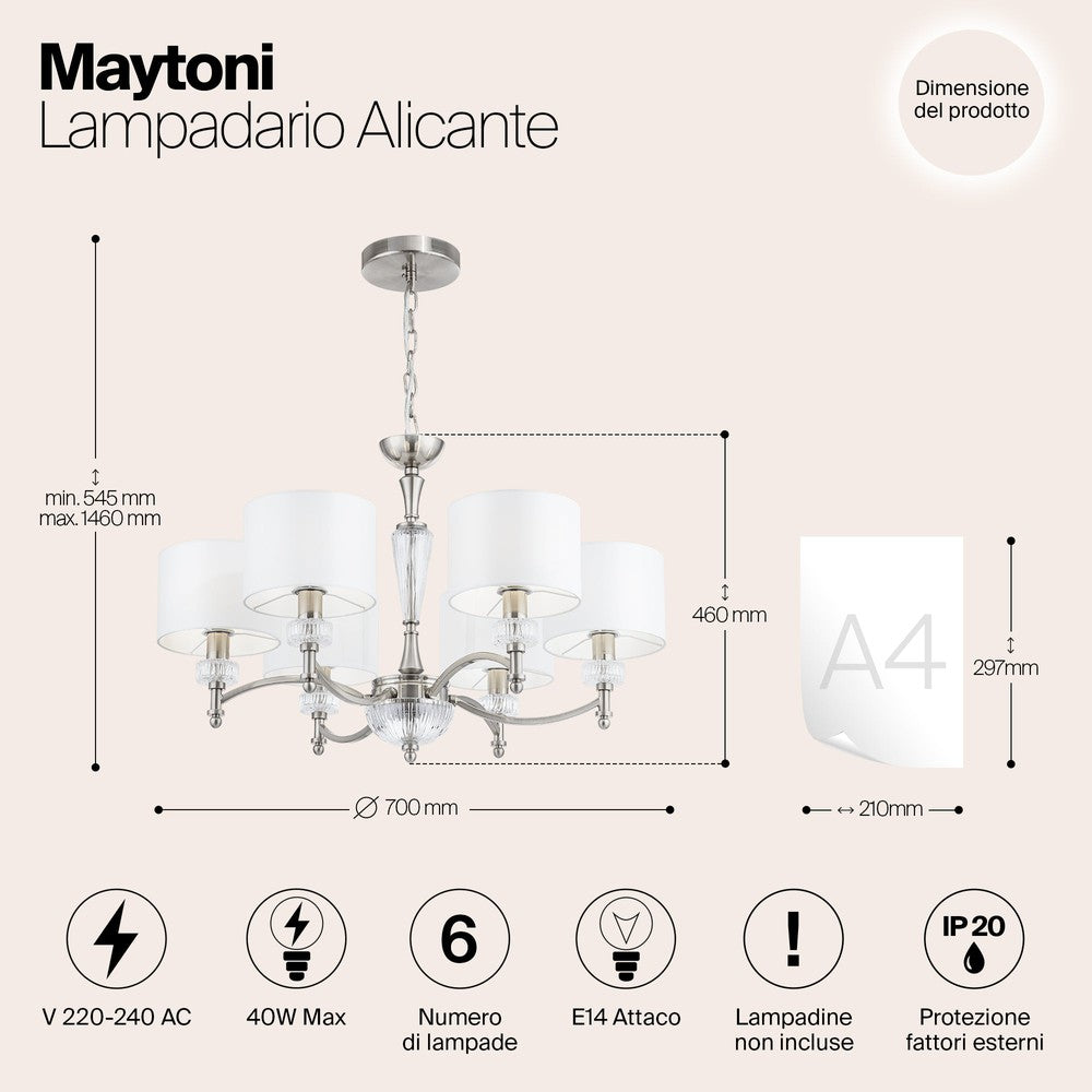 Alicante Chandelier With Nickel Styling-Maytoni-South Charlotte Fine Lighting