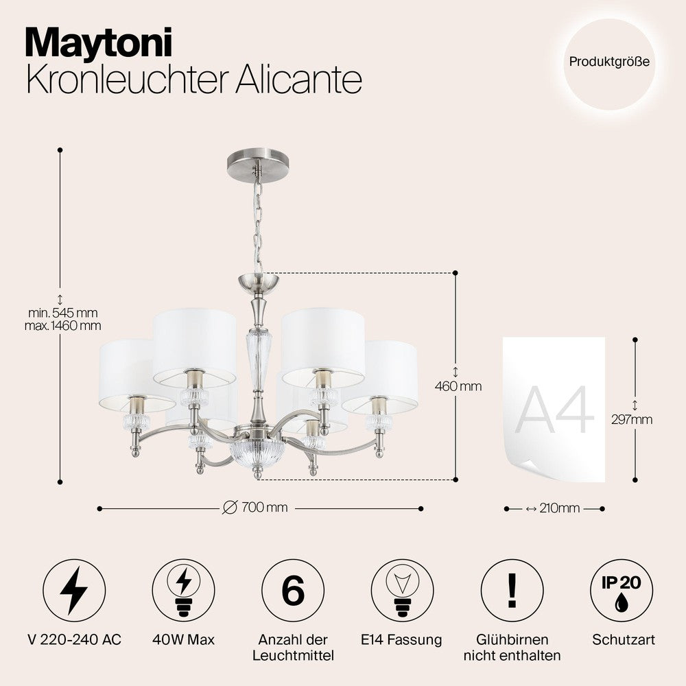 Alicante Chandelier With Nickel Styling-Maytoni-South Charlotte Fine Lighting