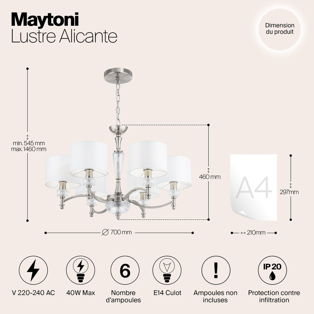 Alicante Chandelier With Nickel Styling-Maytoni-South Charlotte Fine Lighting