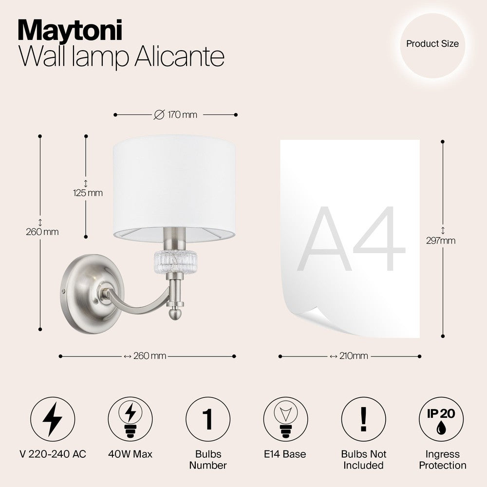 Alicante Wall Lamp With Nickel Styling-Maytoni-South Charlotte Fine Lighting