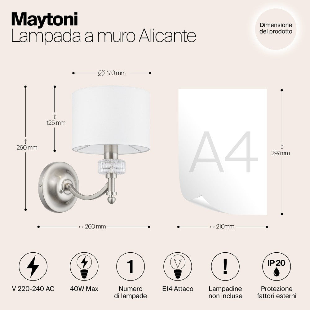 Alicante Wall Lamp With Nickel Styling-Maytoni-South Charlotte Fine Lighting