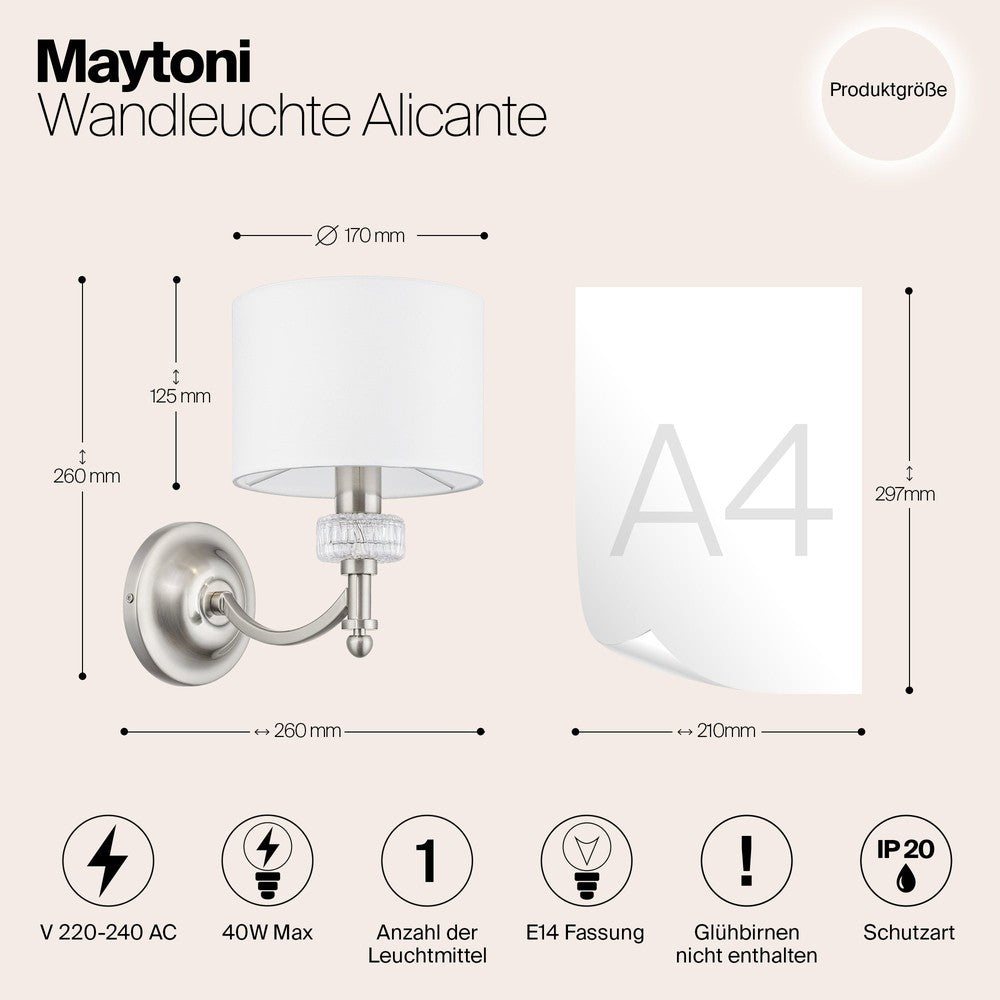 Alicante Wall Lamp With Nickel Styling-Maytoni-South Charlotte Fine Lighting