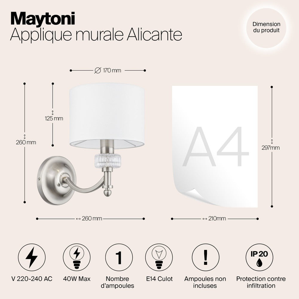 Alicante Wall Lamp With Nickel Styling-Maytoni-South Charlotte Fine Lighting