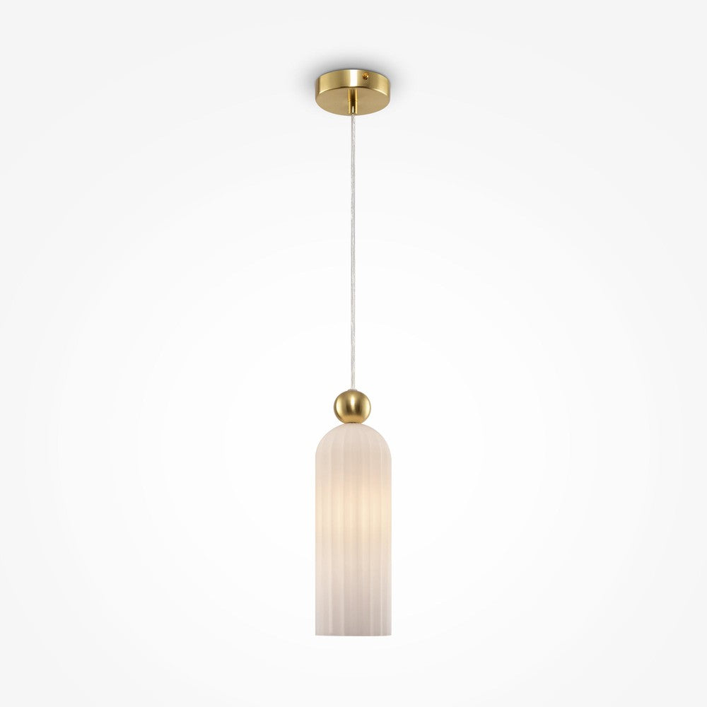 Antic Pendant Lamp With Gold Styling - Ribbed Frosted-Maytoni-South Charlotte Fine Lighting