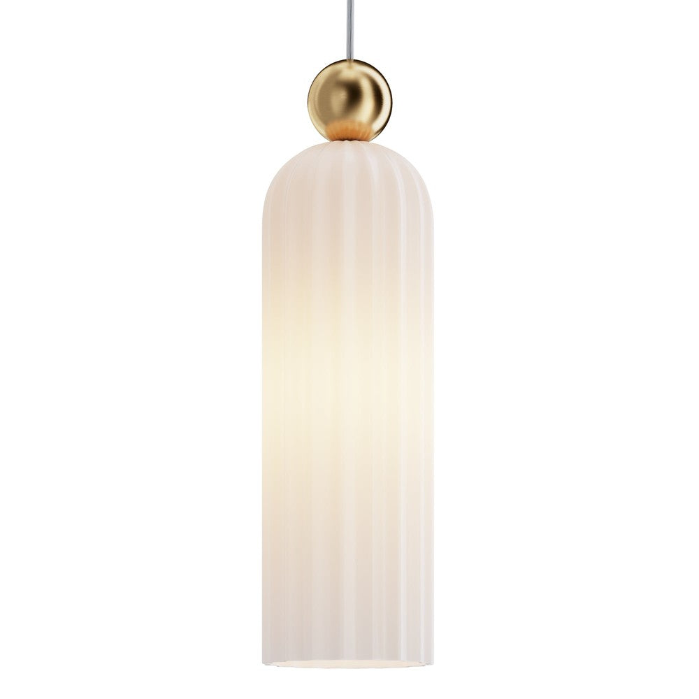 Antic Pendant Lamp With Gold Styling - Ribbed Frosted-Maytoni-South Charlotte Fine Lighting