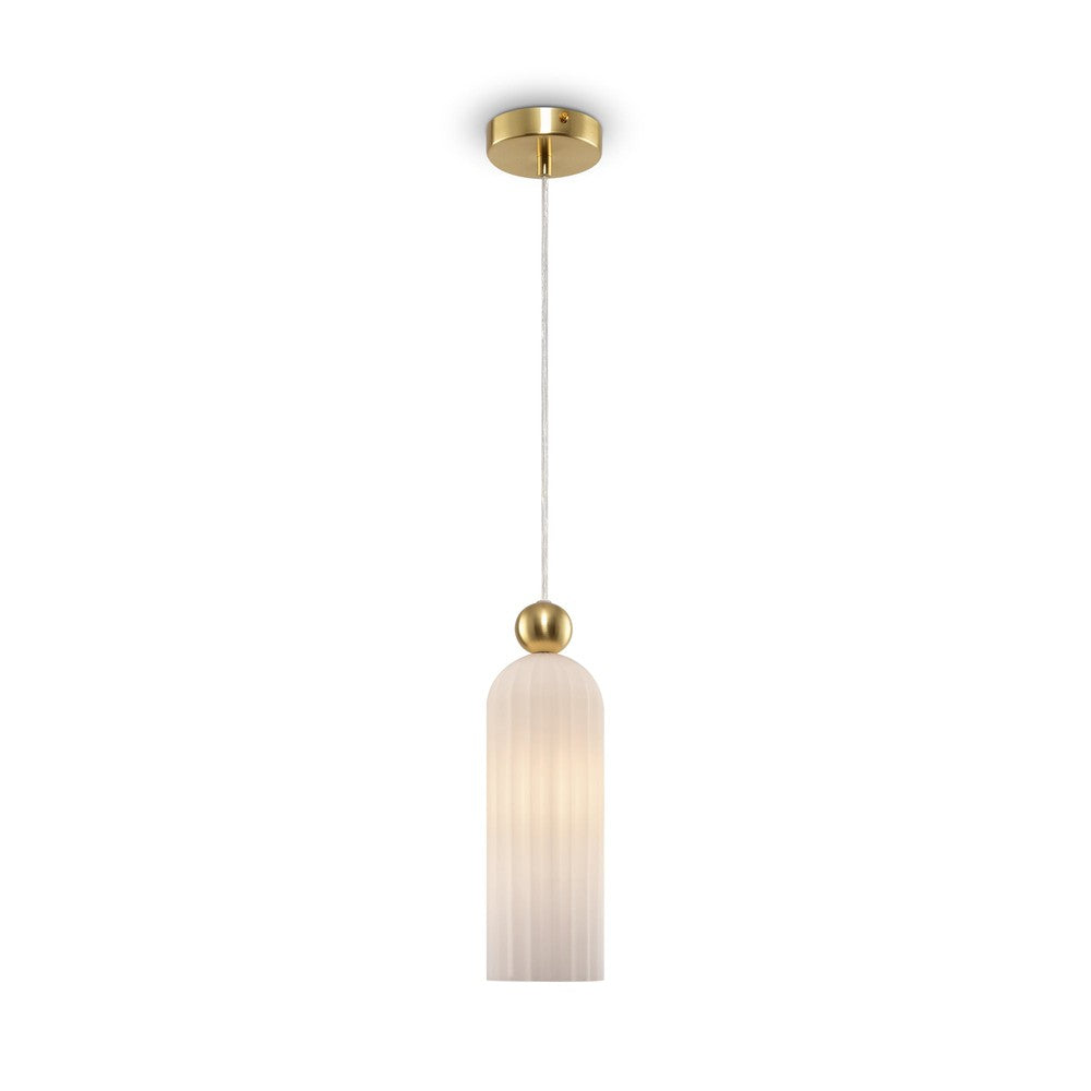 Antic Pendant Lamp With Gold Styling - Ribbed Frosted-Maytoni-South Charlotte Fine Lighting