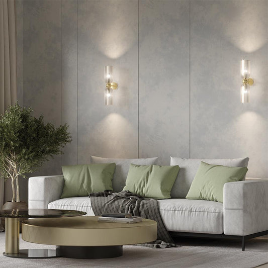 Antic Twin Wall Lamp With Gold Styling - Ribbed Frosted Glass-Maytoni-South Charlotte Fine Lighting