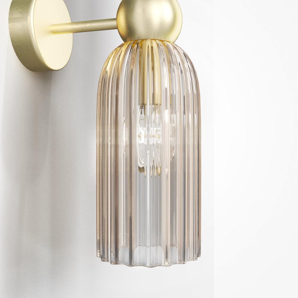 Antic Twin Wall Lamp With Gold Styling - Ribbed Frosted Glass-Maytoni-South Charlotte Fine Lighting