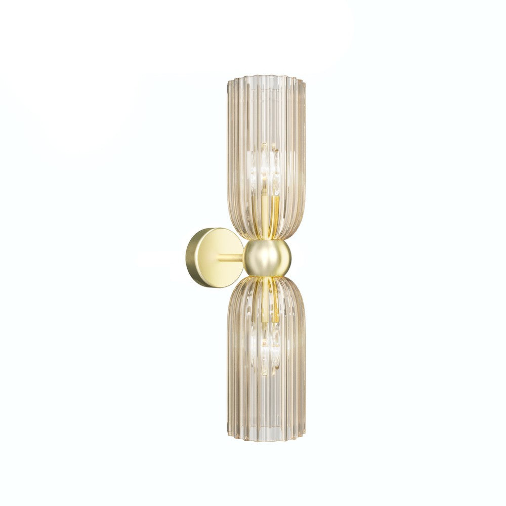 Antic Twin Wall Lamp With Gold Styling - Ribbed Frosted Glass-Maytoni-South Charlotte Fine Lighting