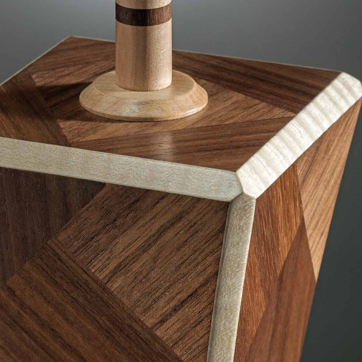 Walnut wood finish on Artisan Abstract table lamp contemporary