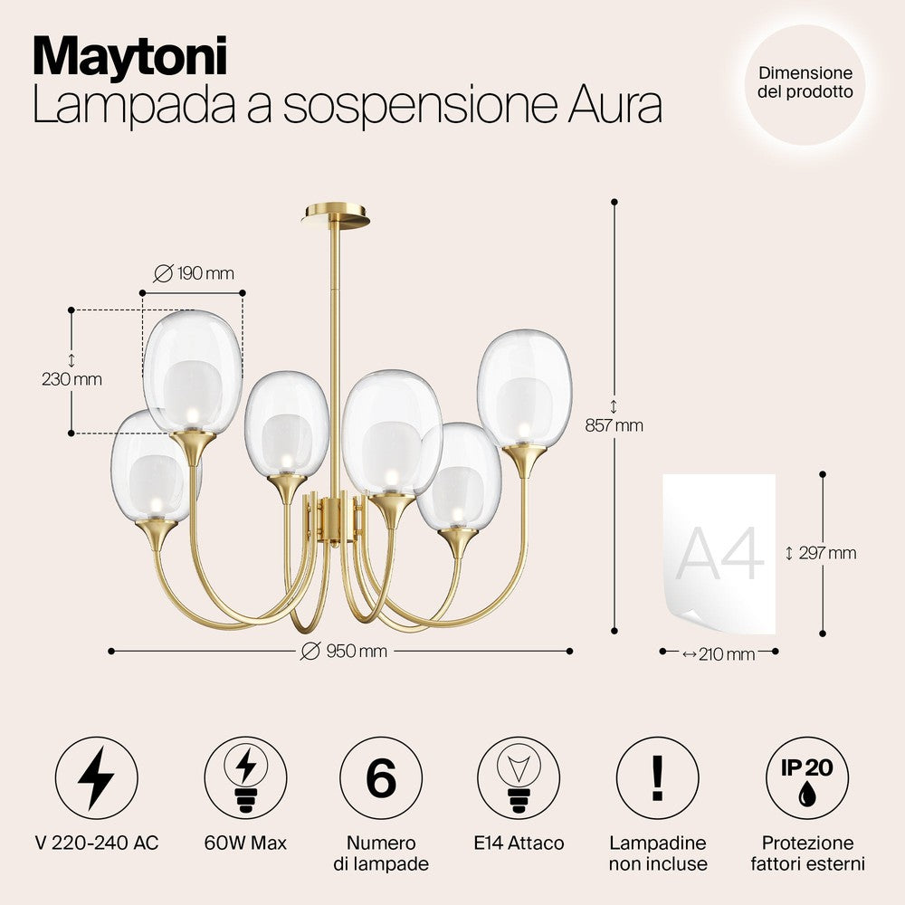 Aura Chandelier With Brass Styling-Maytoni-South Charlotte Fine Lighting