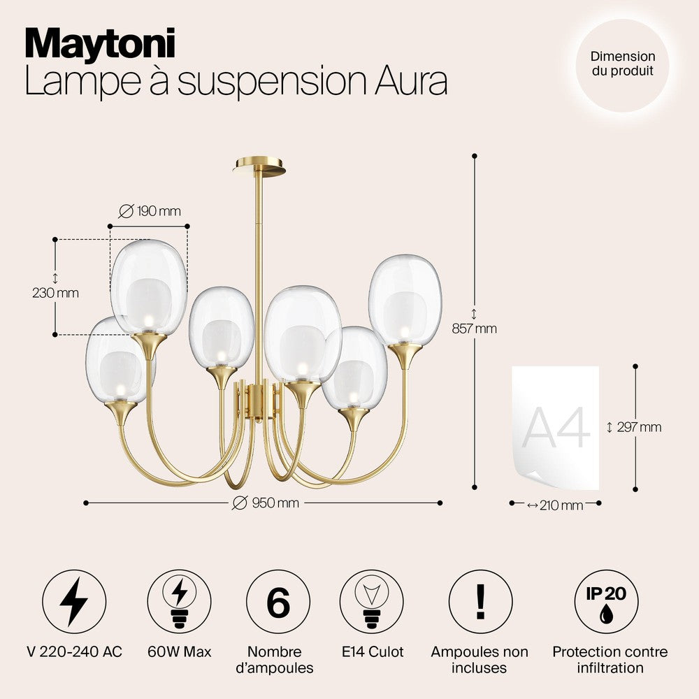 Aura Chandelier With Brass Styling-Maytoni-South Charlotte Fine Lighting