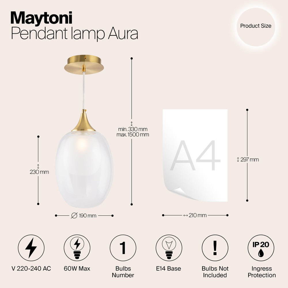 Aura Pendant Lamp With Brass Styling-Maytoni-South Charlotte Fine Lighting