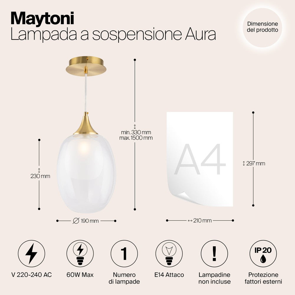 Aura Pendant Lamp With Brass Styling-Maytoni-South Charlotte Fine Lighting