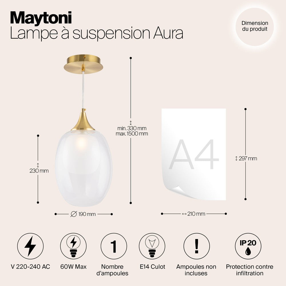 Aura Pendant Lamp With Brass Styling-Maytoni-South Charlotte Fine Lighting