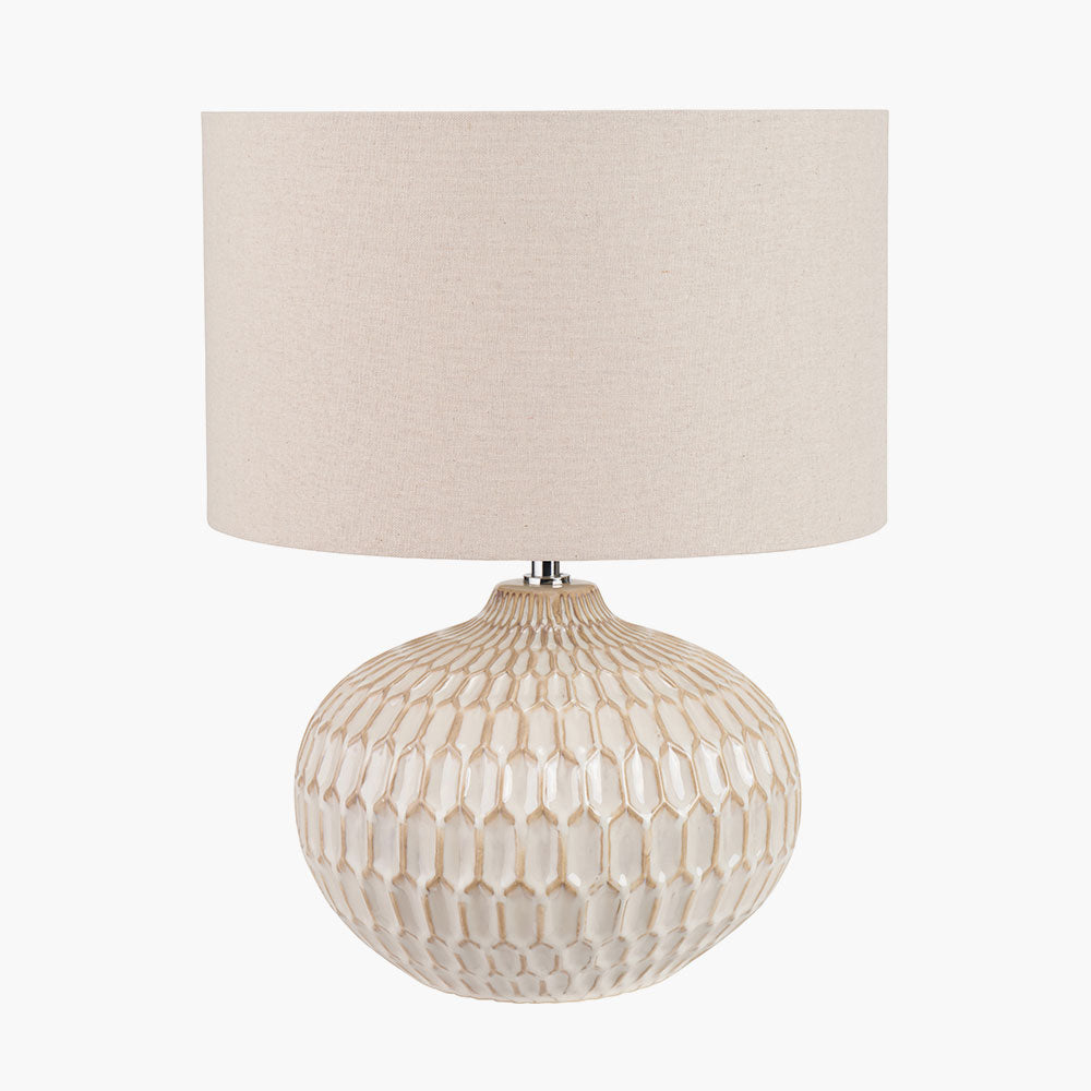 Cassius Warm White Textured Glazed Ceramic Table Lamp