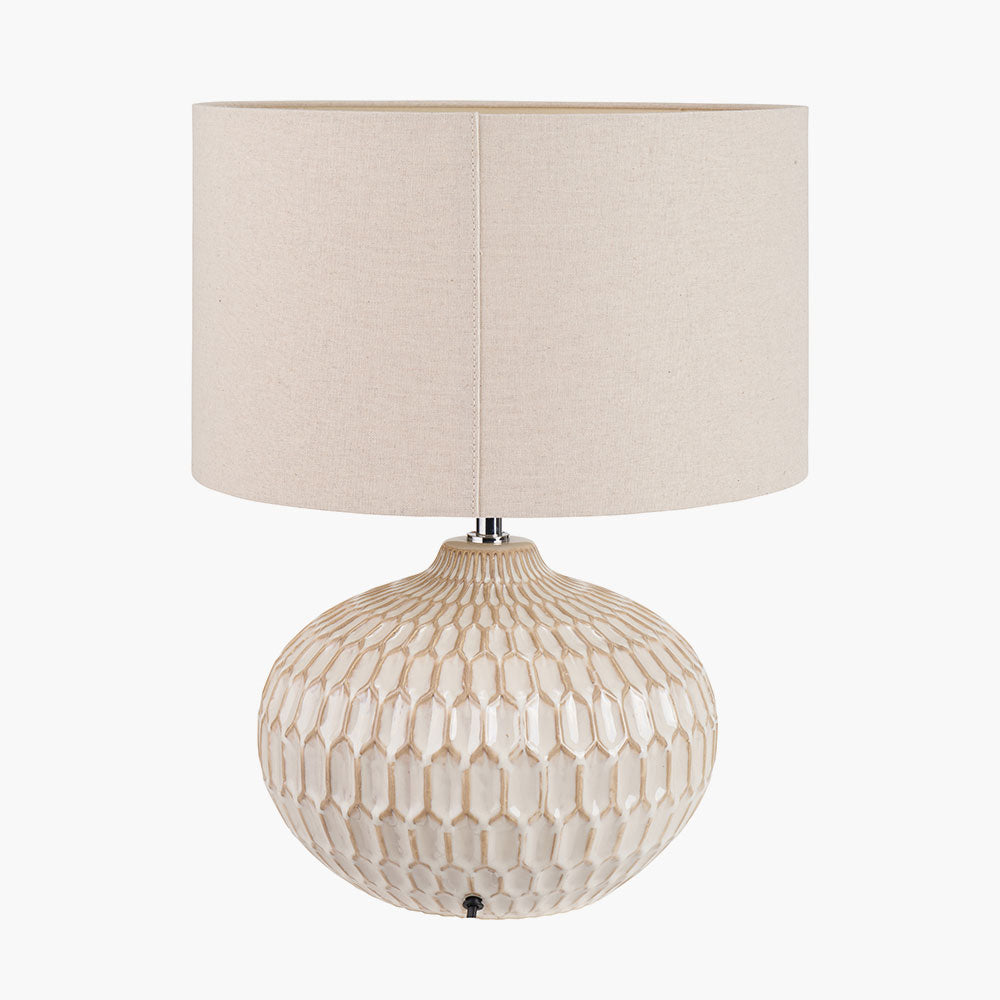 Back view of Cassius Warm White Textured Glazed Ceramic Table Lamp