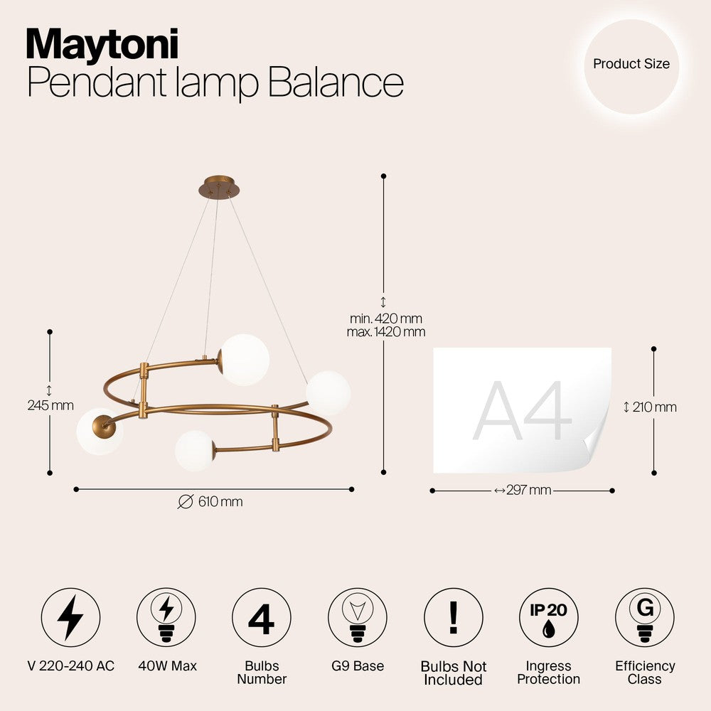 Balance Swirl Pendant Lamp With Gold Styling-Maytoni-South Charlotte Fine Lighting