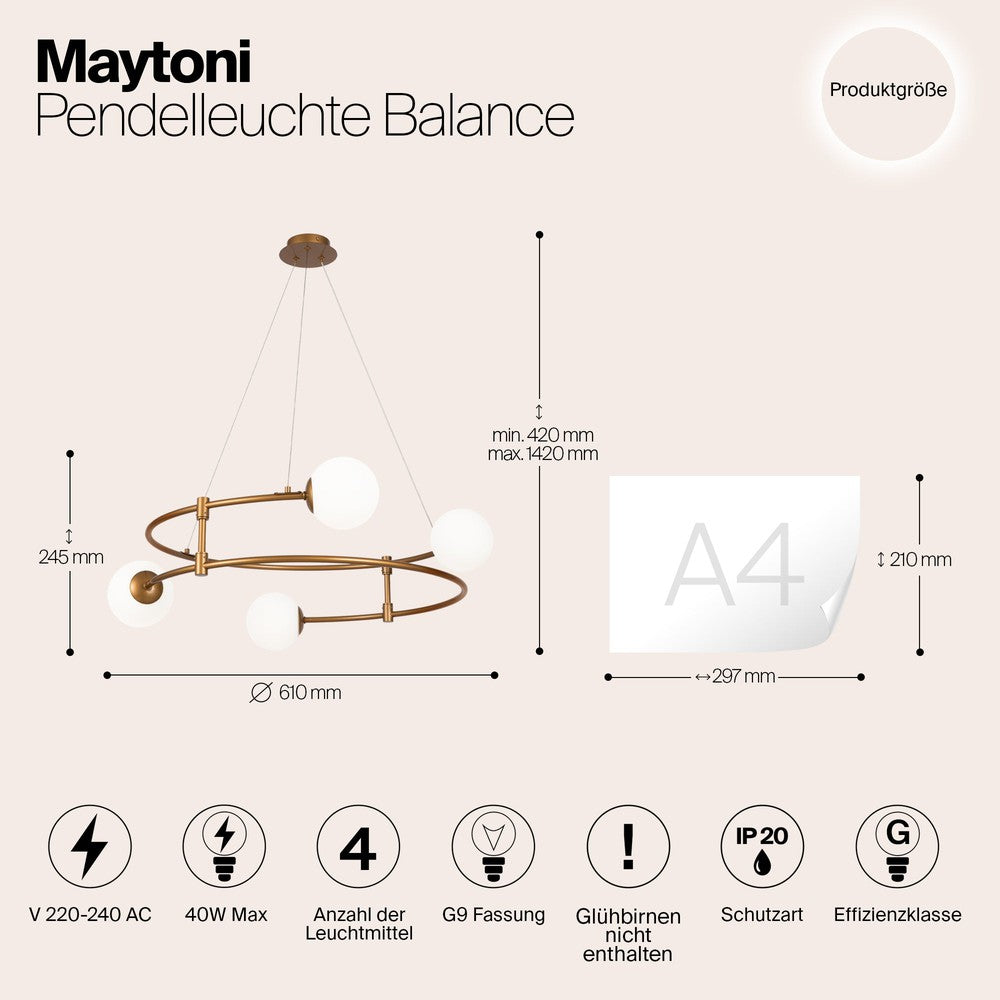 Balance Swirl Pendant Lamp With Gold Styling-Maytoni-South Charlotte Fine Lighting