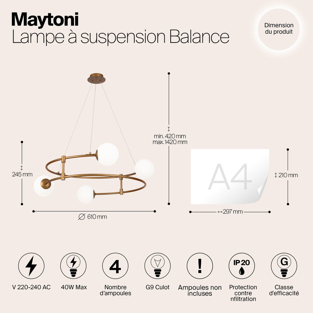 Balance Swirl Pendant Lamp With Gold Styling-Maytoni-South Charlotte Fine Lighting