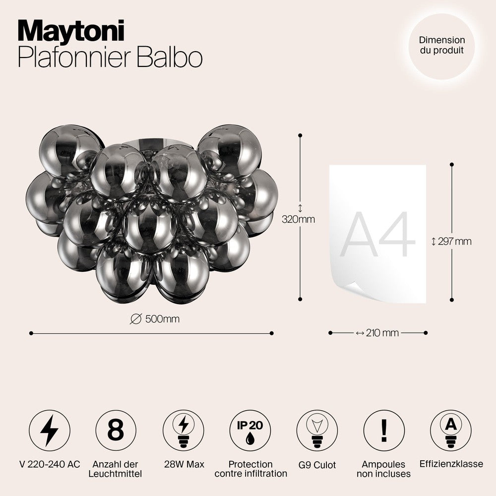 Balbo Chandelier With Nickel Styling - Smoky-Maytoni-South Charlotte Fine Lighting