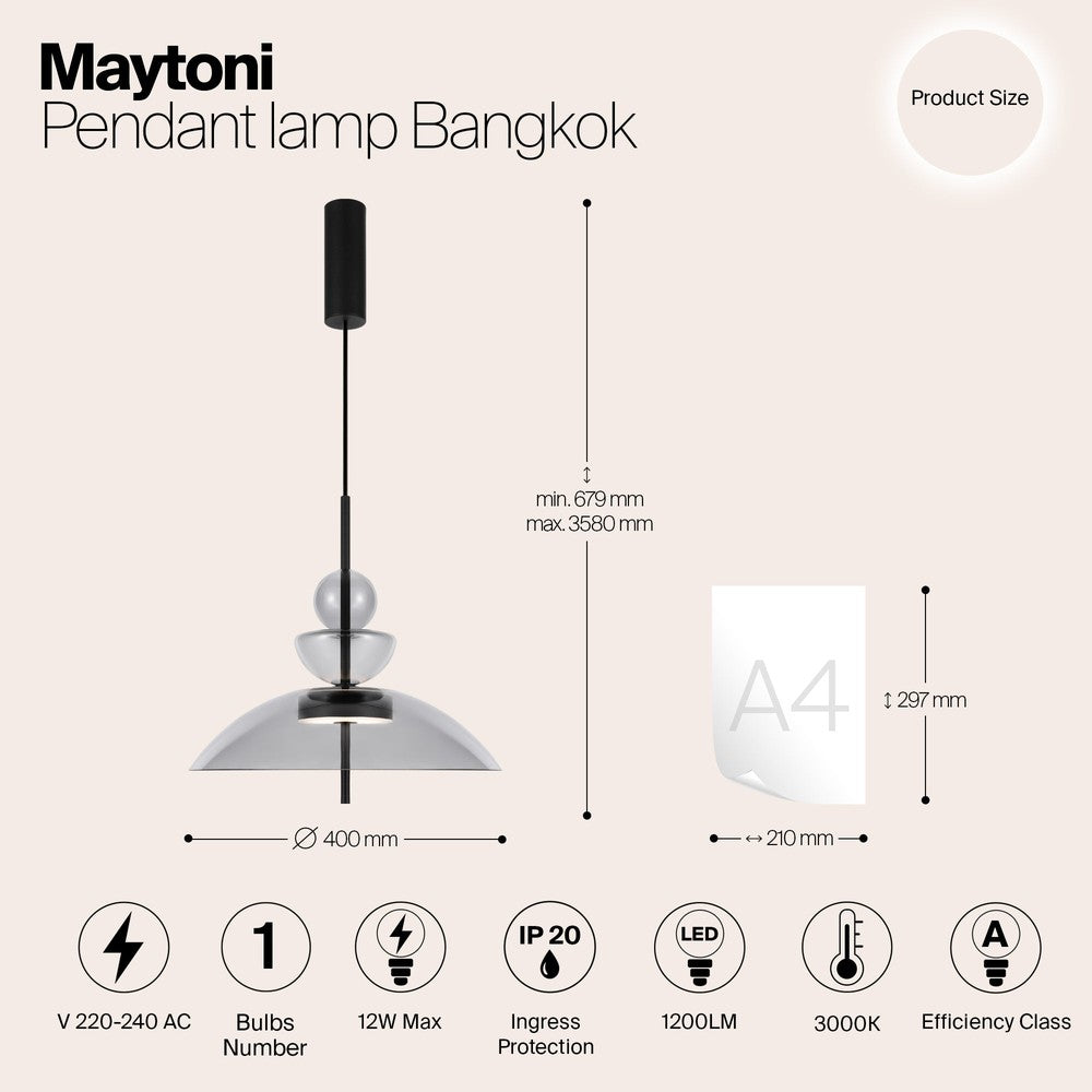 Bangkok Occasions Pendant Lamp - Grey Lampshade-Maytoni-South Charlotte Fine Lighting