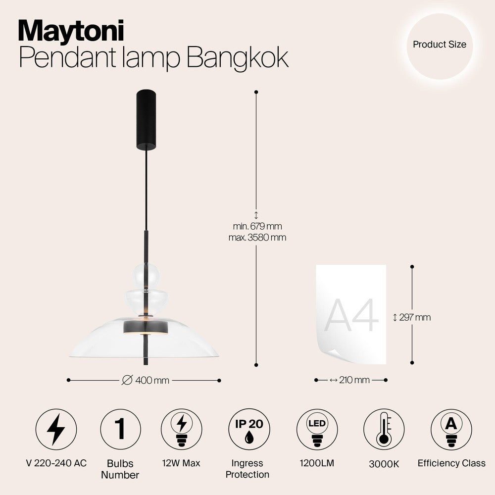 Bangkok Occasions Pendant Lamp - Transparent Lampshade-Maytoni-South Charlotte Fine Lighting