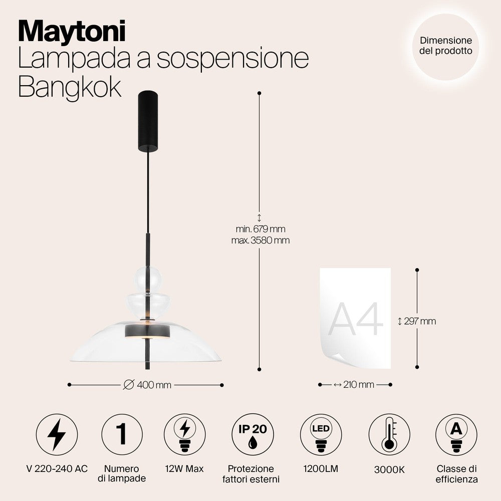 Bangkok Occasions Pendant Lamp - Transparent Lampshade-Maytoni-South Charlotte Fine Lighting