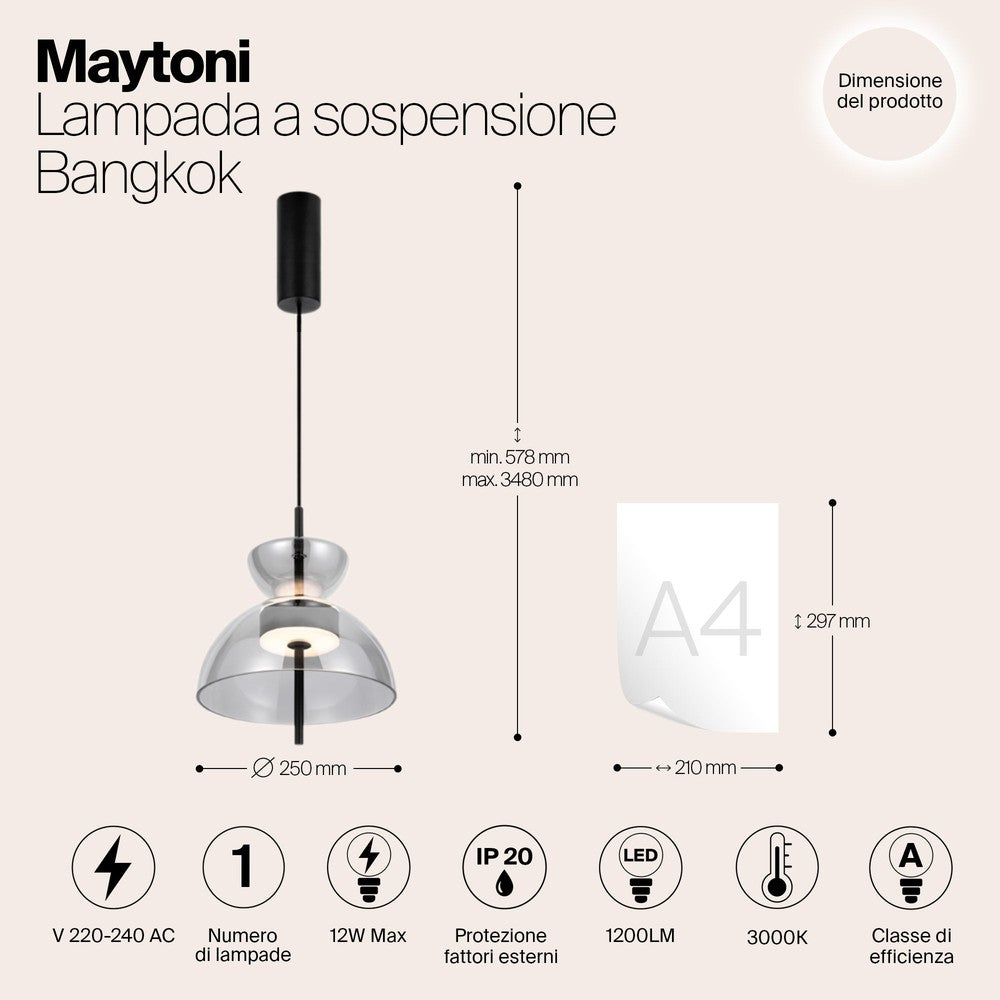 Bangkok Pendant Lamp In Black - Flared-Maytoni-South Charlotte Fine Lighting