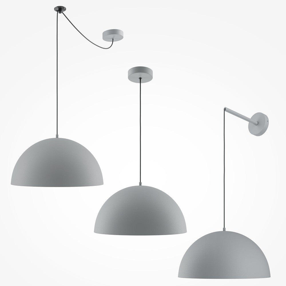 Basic Colours Dome Pendant Lamp In Silver Grey-Maytoni-South Charlotte Fine Lighting