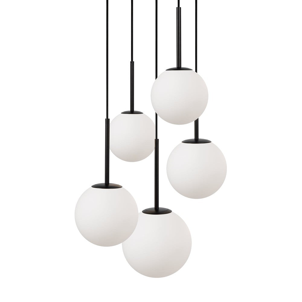 Basic form Pendant Lamp In Black - Five Lights Frosted-Maytoni-South Charlotte Fine Lighting