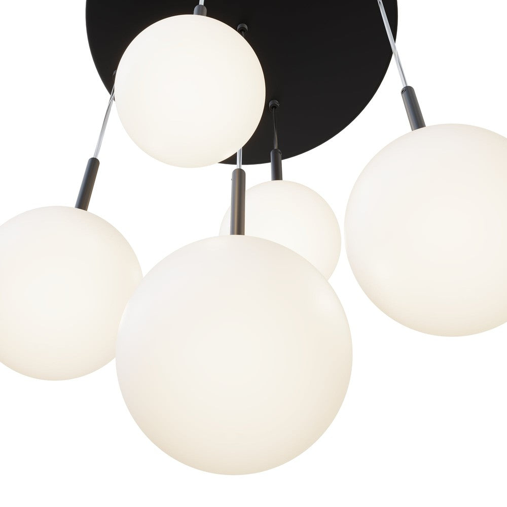 Basic form Pendant Lamp In Black - Five Lights Frosted-Maytoni-South Charlotte Fine Lighting